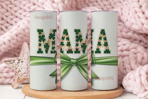 Mama Clover Bow 20oz Tumbler Wrap Sublimation DesignSVG 