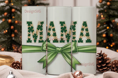 Mama Clover Bow 20oz Tumbler Wrap Sublimation DesignSVG 