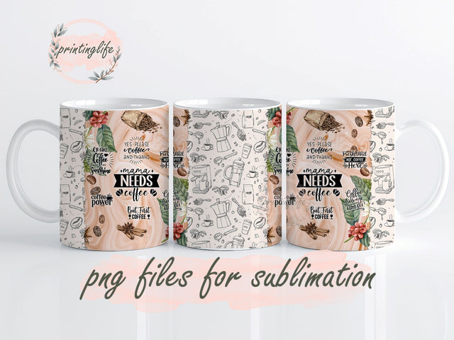 Mama Coffee Mug Wrap Design, Instant Digital Design Download Mug Wrap Design, Mug Design PNG Sublimation PrintingLife 