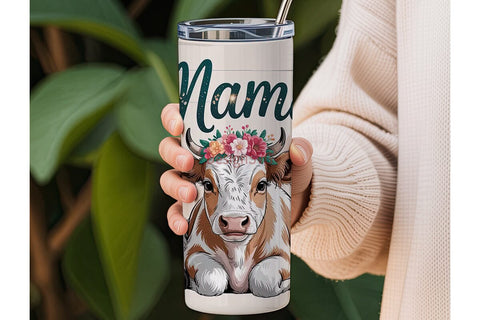 Mama Cow Floral 20oz Tumbler Wrap Sublimation DesignSVG 