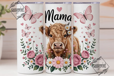 Mama Cow Floral 20oz Tumbler Wrap Sublimation sassyprint 