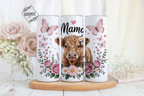 Mama Cow Floral 20oz Tumbler Wrap Sublimation sassyprint 
