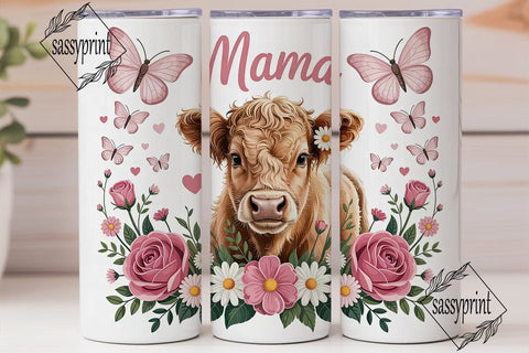 Mama Cow Floral 20oz Tumbler Wrap Sublimation sassyprint 