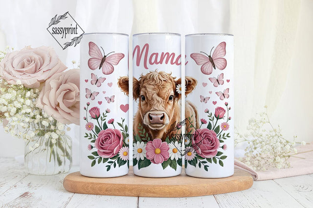 Mama Cow Floral 20oz Tumbler Wrap Sublimation sassyprint 