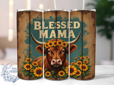 Mama Cow Rustic Personalized Tumbler, Blessed Mama Tumbler, Highland Cow Tumbler, Mama Gift Tumbler, Cow Print Drinkware, Sublimation Tumbler Wrap, Personalized Mama Cup, Rustic Mama Decor Sublimation ToriDesigns 