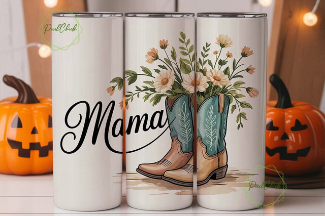 Mama Cowboy Boots 20oz Tumbler Wrap Sublimation PixelChick 