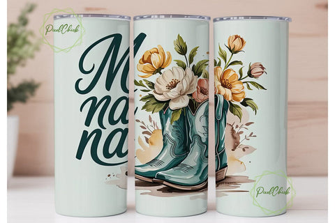 Mama Cowboy Boots 20oz Tumbler Wrap Sublimation PixelChick 