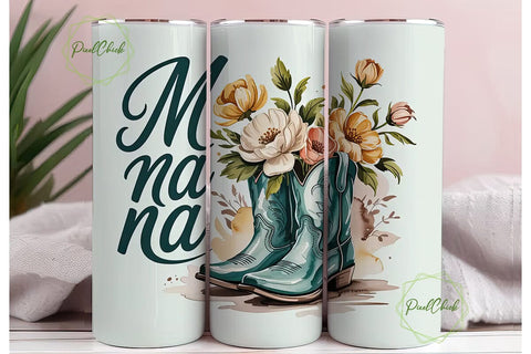 Mama Cowboy Boots 20oz Tumbler Wrap Sublimation PixelChick 