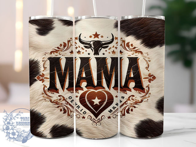 Mama Cowhide 20oz Skinny Tumbler, Mother's Day Tumbler Png, Straight & Tapered Tumbler Wrap, Instant Digital Download Sublimation ToriDesigns 