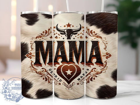 Mama Cowhide 20oz Skinny Tumbler, Mother's Day Tumbler Png, Straight & Tapered Tumbler Wrap, Instant Digital Download Sublimation ToriDesigns 
