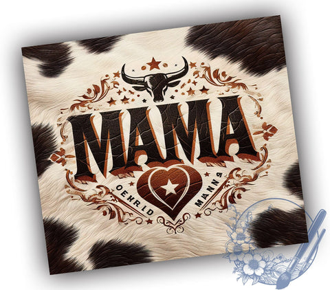 Mama Cowhide 20oz Skinny Tumbler, Mother's Day Tumbler Png, Straight & Tapered Tumbler Wrap, Instant Digital Download Sublimation ToriDesigns 