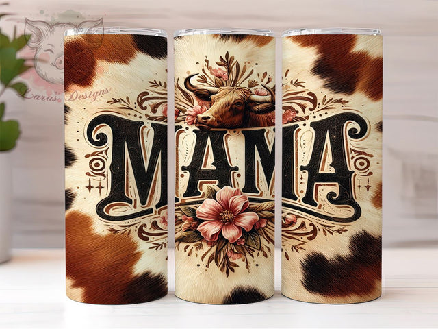 Mama Cowhide 20oz Tumbler Png, Straight & Tapered Tumbler Png, Mother's Day Tumbler Png, Digital Download PNG Sublimation Lara' s Designs 