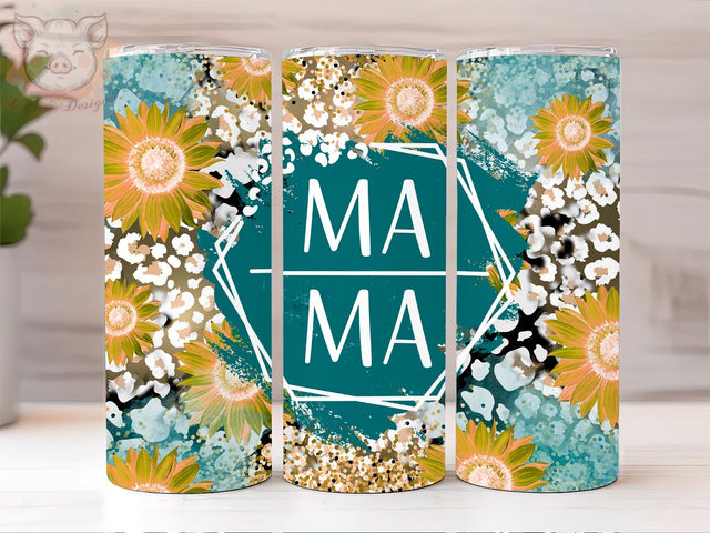 Mama Cowhide 20oz Tumbler Png, Straight & Tapered Tumbler Png, Sunflowers Tumbler Png, Digital Download PNG Sublimation Lara' s Designs 