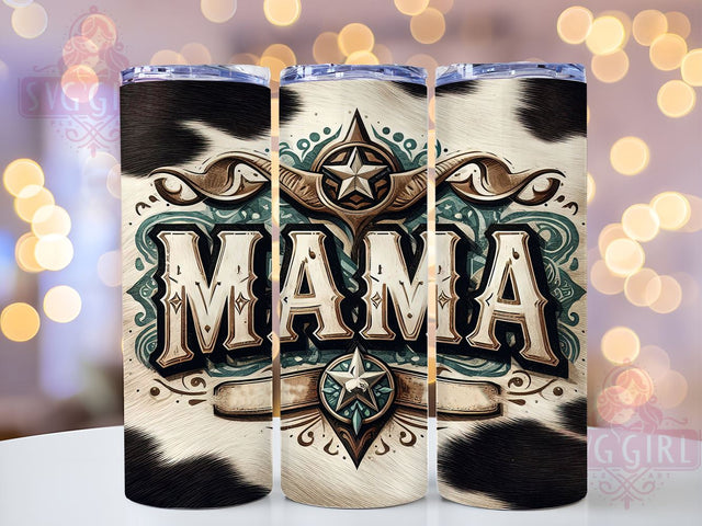 Mama Cowhide 20oz Tumbler Wrap Sublimation Design, Straight Tapered Tumbler Wrap, Mother's Day Tumbler Png, Instant Digital Download Sublimation SvggirlplusArt 