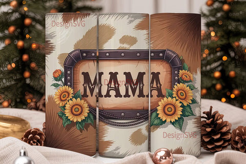 Mama Cowhide Sunflower 20oz Tumbler Wrap Sublimation DesignSVG 