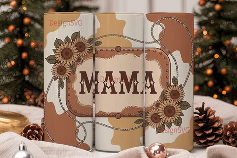Mama Cowhide Sunflower 20oz Tumbler Wrap Sublimation DesignSVG 