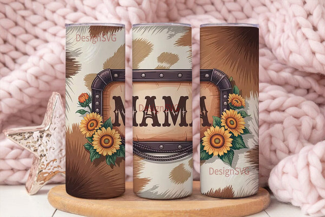 Mama Cowhide Sunflower 20oz Tumbler Wrap Sublimation DesignSVG 