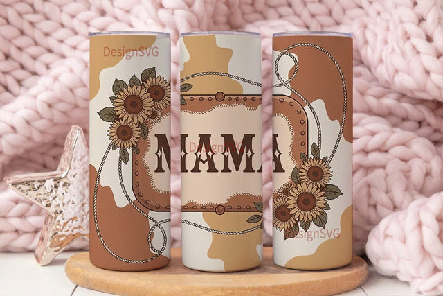 Mama Cowhide Sunflower 20oz Tumbler Wrap Sublimation DesignSVG 