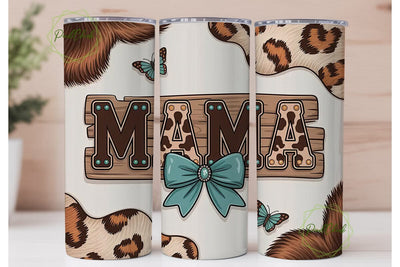 Mama Cowhide Tumbler Wrap PNG Sublimation PixelChick 