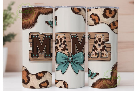 Mama Cowhide Tumbler Wrap PNG Sublimation PixelChick 