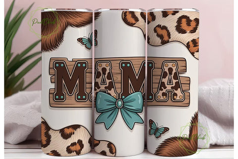 Mama Cowhide Tumbler Wrap PNG Sublimation PixelChick 
