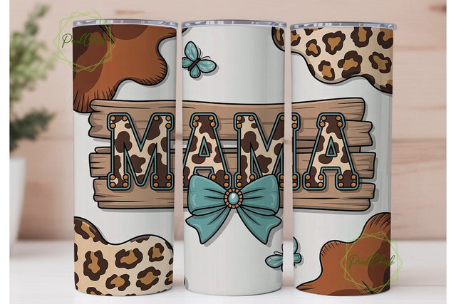 Mama Cowhide Tumbler Wrap PNG Sublimation PixelChick 