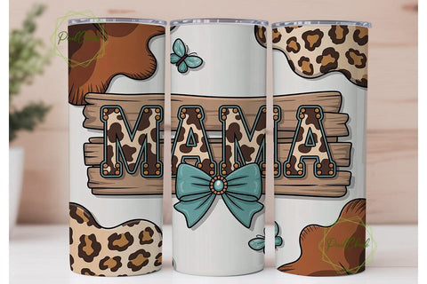 Mama Cowhide Tumbler Wrap PNG Sublimation PixelChick 