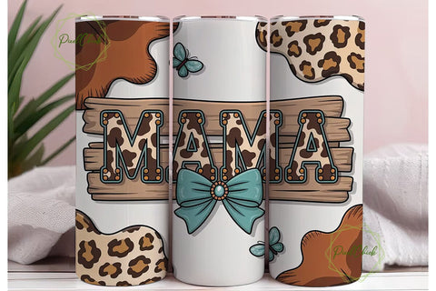 Mama Cowhide Tumbler Wrap PNG Sublimation PixelChick 