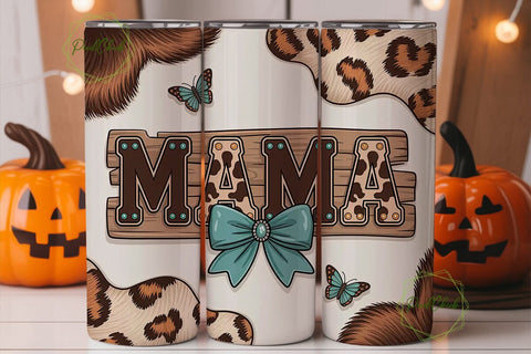 Mama Cowhide Tumbler Wrap PNG Sublimation PixelChick 