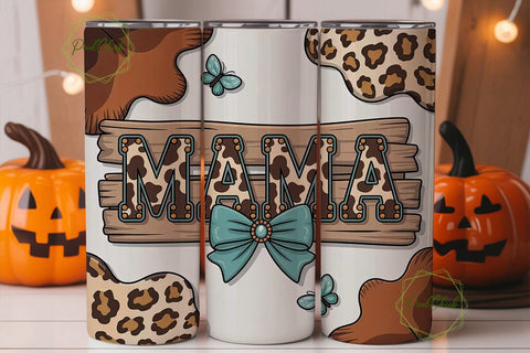 Mama Cowhide Tumbler Wrap PNG Sublimation PixelChick 