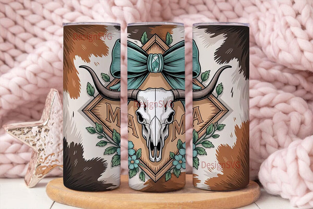 Mama Cowhide Tumbler Wrap Sublimation DesignSVG 