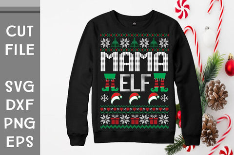 Mama Elf Ugly Sweater design SVG Svgcraft 