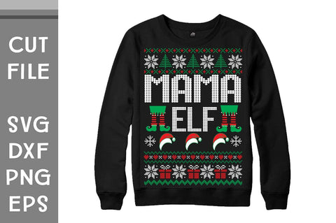 Mama Elf Ugly Sweater design SVG Svgcraft 
