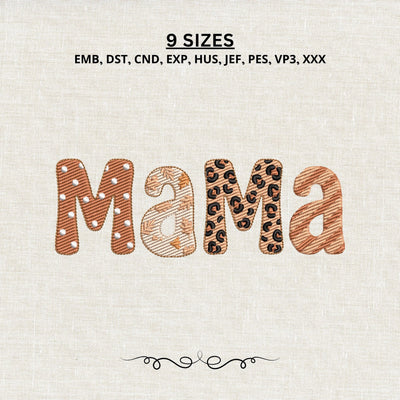 Mama Embroidery Design – Leopard Print Floral Boho Mama Typography Machine Embroidery File Embroidery/Applique DESIGNS PatternFeed8 