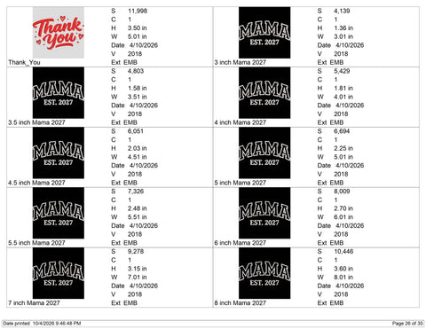 Mama Est 2027 Embroidery Design – New Mom Varsity Mama Established 2027 Machine Embroidery File Embroidery/Applique DESIGNS PatternFeed8 