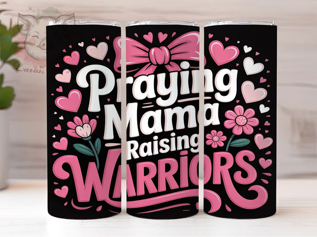 Mama Faith Floral 20oz Tumbler Wrap, Praying Mama Design, Raising Warriors Wrap, Faith Inspired Wrap, Sublimation Wrap, 20oz Tumbler Design, PNG Tumbler Wrap Sublimation Lara' s Designs 
