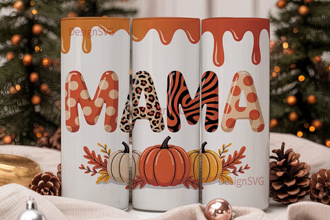 Mama Fall Pumpkin 20oz Tumbler Wrap Sublimation DesignSVG 