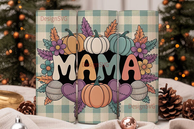 Mama Fall Pumpkin Tumbler Design Sublimation DesignSVG 