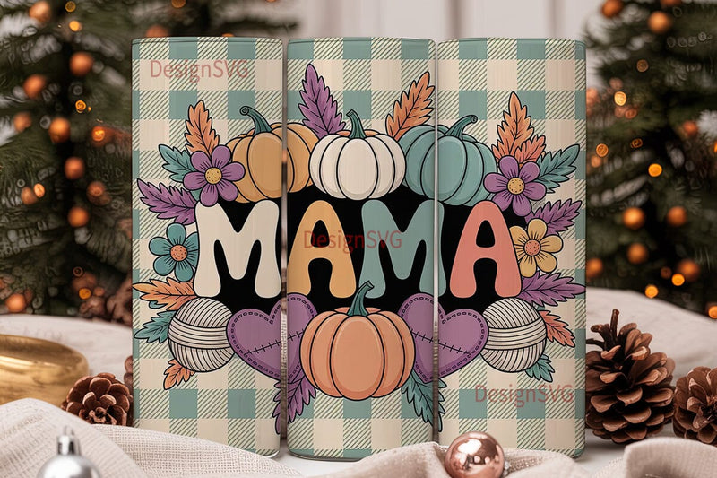 Mama Fall Pumpkin Tumbler Design Sublimation DesignSVG 
