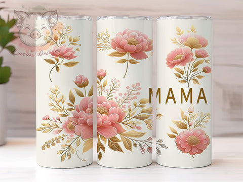 Mama Floral 20oz Tumbler Png, Straight & Tapered Tumbler Png, Mama Tumbler Png, Digital Download PNG Sublimation Lara' s Designs 