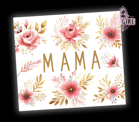 Mama Floral 20oz Tumbler Wrap Sublimation Design, Straight Tapered Tumbler Wrap, Mama Tumbler Png, Instant Digital Download Sublimation SvggirlplusArt 