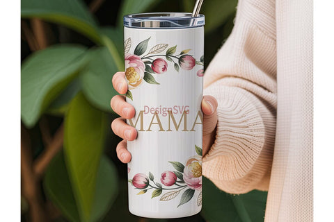 Mama Floral 20oz Tumbler Wrap Sublimation DesignSVG 