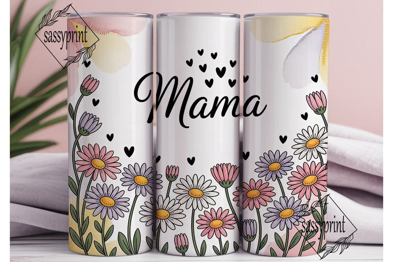 Mama Floral 20oz Tumbler Wrap Sublimation sassyprint 