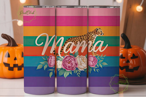Mama Floral Cheetah 20oz Tumbler Wrap Sublimation PixelChick 