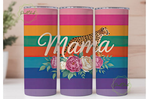 Mama Floral Cheetah 20oz Tumbler Wrap Sublimation PixelChick 