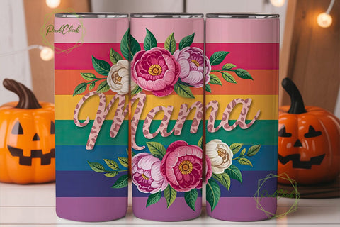 Mama Floral Cheetah 20oz Tumbler Wrap Sublimation PixelChick 