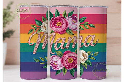 Mama Floral Cheetah 20oz Tumbler Wrap Sublimation PixelChick 