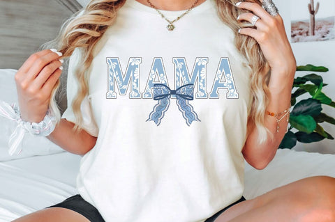 Mama Floral Coquette Bow PNG, Mama PNG, Chinoiserie Blue Willow PNG, Mama Sublimation, Mama Coquette PNG, Mama Bow PNG, Blue Floral Mama Bow PNG Sublimation Regulrcrative 