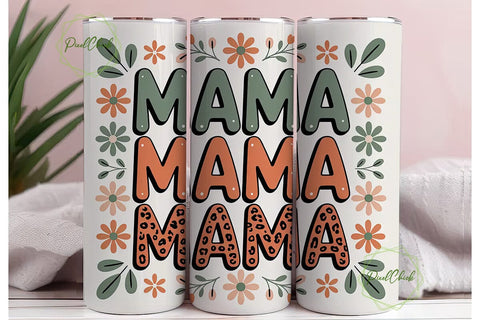 Mama Floral Leopard Tumbler Wrap Sublimation PixelChick 