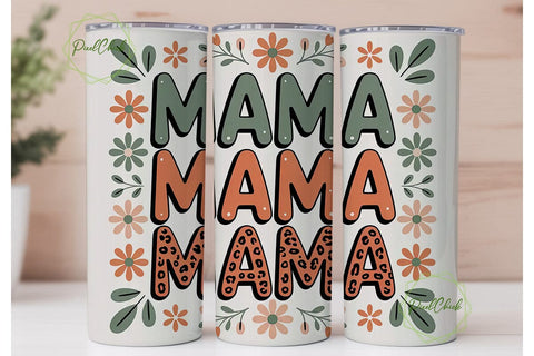 Mama Floral Leopard Tumbler Wrap Sublimation PixelChick 